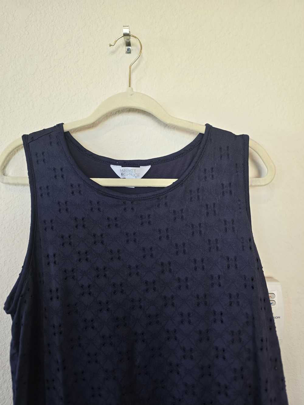 Market & Spruce Navy Eyelet Tank Dress Sz 1X - Picture 3 of 6